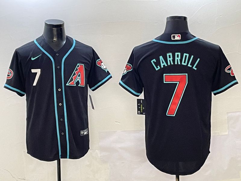 Men Arizona Diamondback #7 Carroll Black Game 2025 Nike MLB Jersey style 4